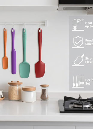 Coukre Silicone Spatula Set of 5,High Temperature Resistant, Food Grade Silicone, Dishwasher Safe, for Baking, Cooking (Pure Black)