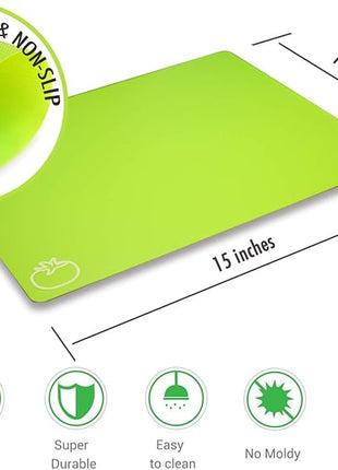 Cutting Board Mats Flexible Plastic Colored Mats with Food Icons, Fotouzy BPA-Free, Non-Porous, Anti-skid back and Dishwasher Safe, Set of 7+1 8 Pieces