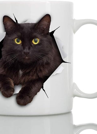 Winston & Bear Black Cat Coffee Mug - Funny Ceramic Coffee Mug Gift for Cat Lovers - Cute Novelty Cup for Men and Women (15oz)