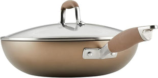 Anolon Advanced Home Hard Anodized Nonstick Deep Frying Skillet with Lid, 12-Inch Ultimate Pan, Bronze