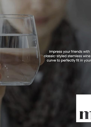 Stemless Wine Glass, Red & White 18oz Stemless Wine Glass Set of 6, Drink Glasses with Durable Chip Resistant Rim, Large Wine Glasses for Enhanced Aeration, Wine Accessories for Parties (18oz -6Pack)