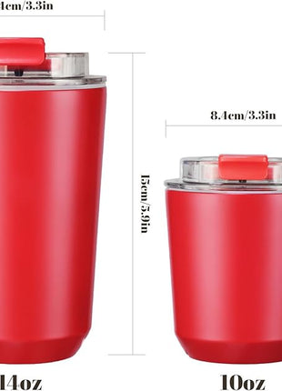 Puraville Insulated Tumblers with Lid, 10 oz Travel Coffee Mug Stainless Steel Vacuum Cup, Leak Proof Reusable Double Walled Coffee Tumbler for Iced and Hot Drinks, Red