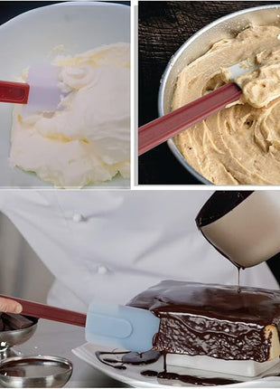 3 PCS Commercial Grade Heat Resistant Silicone Spatulas, 9.5-Inch Rubber Spatulas for Baking, Nonstick & BPA-Free