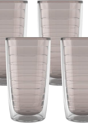 Tervis Clear & Colorful Tabletop Made in USA Double Walled Insulated Tumbler Travel Cup Keeps Drinks Cold & Hot, 16oz - 4pk, River Rock