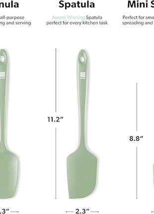 di Oro Living Silicone Spatula Set - Rubber Kitchen Spatulas for Baking, Cooking, Mixing - 600°F Heat-Resistant & BPA Free Silicone Scraper Spatulas for Nonstick Cookware - Dishwasher Safe (3pc, Sage)