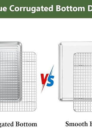 ROTTAY Quarter Baking Sheet Pan with Wire Rack Set [2 Pans + 2 Racks], Stainless Steel Cookie Sheet for Oven, Warp Resistant & Heavy Duty & Rust Free, Size 12 x 10 x 1 Inches