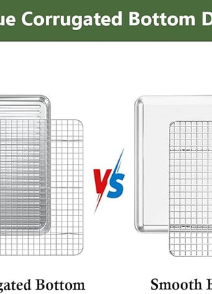 ROTTAY Baking Sheet with Rack Set (2 Pans + 2 Racks), Stainless Steel Cookie Sheet with Cooling Rack, Nonstick Baking Pan, Warp Resistant & Heavy Duty & Rust Free, Size 16 x 12 x 1 Inches