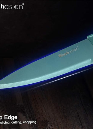 Wanbasion Green Professional Kitchen Knife Set, Stainless Steel, Dishwasher Safe with Sheathes