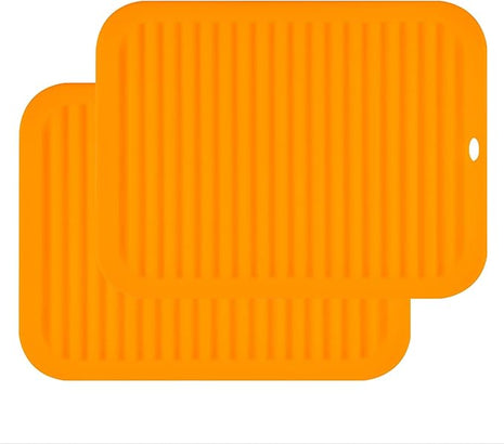 Silicone Trivets Mat Set of 2 Smithcraft 30x22.5cm Big Multi-Purpose Drying Trivet Mat, Pot Holder, Waterproof, Non Slip, Flexible, Durable, Dishwasher Safe Orange