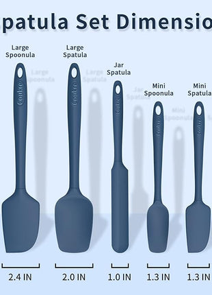 Coukre Silicone Spatula Set of 5,High Temperature Resistant, Food Grade Silicone, Dishwasher Safe, for Baking, Cooking (Pure Deep Blue)