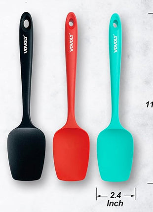 Silicone Spatula Set, Heat Resistant Rubber Spoon Spatula with Seamless One Piece Design, Non-Stick Spoonula, Flexible Scrapers Baking Mixing Tool,3 Pack, Multi-color