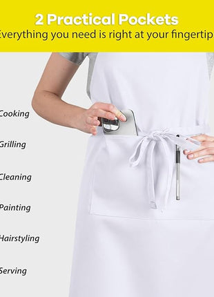 ROTANET Extra Large Apron for Men Adjustable Bib Aprons with 2 Pockets Cooking Kitchen Women Chef Water & Oil Resistant