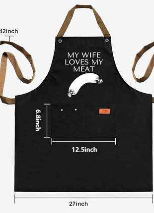 REHAVE Funny Gifts for Men Apron - Dad Gifts - Husband Gift from Wife - Father's Day, Birthday Naughty Gift for Men, Male Friends, Boyfriend, Guy, Chef, Him, Coworker - BBQ Cooking Grilling Aprons