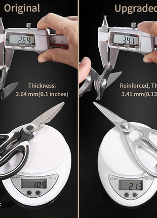 Newness Multi-Purpose Kitchen Scissors, Premium Stainless Steel Solid Kitchen Shears for Can Opener, Walnut Cracker, Heavy Duty Poultry Scissors with Sharp Blade for Cutting Turkey, Chicken, Bones