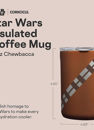 Corkcicle Classic Coffee Mug - Triple Insulated Stainless Steel for Travel - Shatter-Proof Lid - Keeps Drink Hot Over 3 Hours - Holiday Mug Gift - Great for Gifting Warmth - 16 oz - Chewbacca