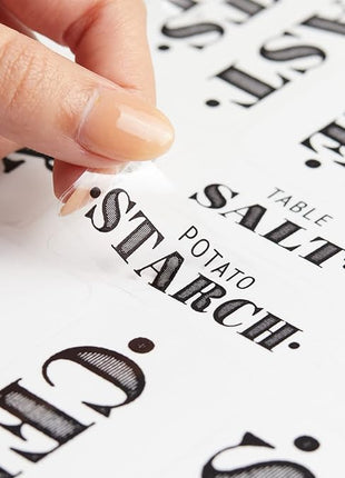 Talented Kitchen Clear Vinyl Pantry Labels for Food Containers - Waterproof & Repositionable for Kitchen Jars - Farmhouse Pantry Organization - Preprinted Baking Labels - Pack of 154, Assorted Sizes