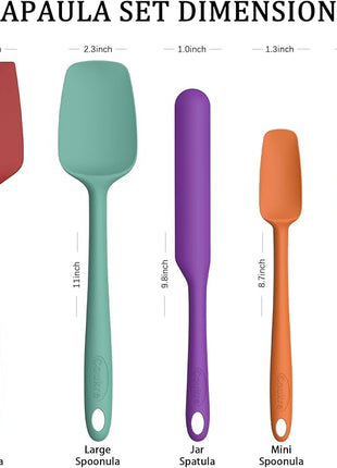 Coukre Silicone Spatula Set of 5,High Temperature Resistant, Food Grade Silicone, Dishwasher Safe, for Baking, Cooking (Pure Black)