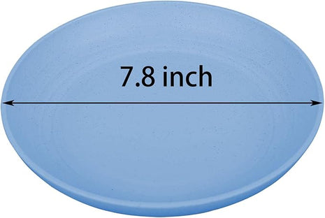 LuckyZone 7.8 Inches Unbreakable Wheat Straw Plates - Reusable Plate Dinner Set - Dishwasher & Microwave Safe - Healthy, BPA Free & Eco-Friendly (7.8 Inches/4 Blue)