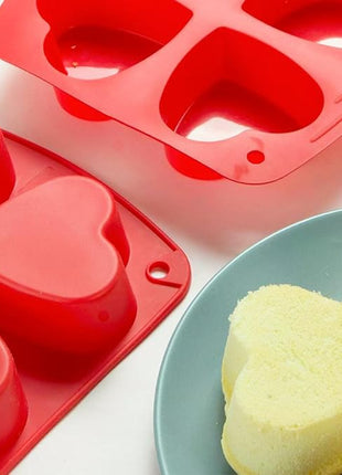 Webake Silicone Heart Mold Heart Shaped Cake Pans, Air Fryer Baking Pan, 4 Cavity Muffin Cupcake Mold for Baking, Soap, 2 Pack