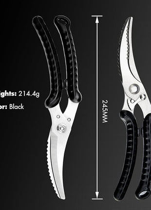 Heavy Duty Poultry Shears, Kitchen Scissors for Food with Anti-Slip Handle & Safety Lock, Meat Scissors, Dish Washer Safe Kitchen Shears for Meat Chicken Seafood and Vegetable Cutting