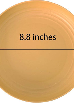 LuckyZone 8.8 Inches Unbreakable Wheat Straw Plates - Reusable Plate Dinner Set - Dishwasher & Microwave Safe - Healthy, BPA Free & Eco-Friendly (8.8 Inches/4 Color_H)