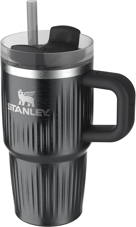 STANLEY Quencher H2.0 Tumbler with Handle and Straw 20 oz | Flowstate 3-Position Lid | Cup Holder Compatible for Travel | Insulated Stainless Steel Cup | BPA-Free | Fluted Black
