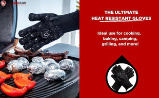 Grill Armor Oven Gloves – 932°F Heat, Fire & Cut Resistant Mitts for BBQ, Grill, Cooking, Grilling, Baking, Smoker & Fire Pit