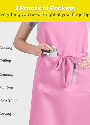 ROTANET Extra Large Apron for Men Adjustable Bib Aprons with 2 Pockets Cooking Kitchen Women Chef Water & Oil Resistant