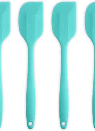 Silicone Spatula 4-piece Set, Heat-Resistant Non-stick Rubber Spatulas with Stainless Steel Core, Light Blue