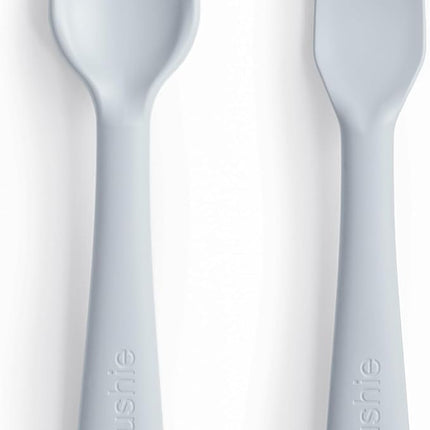 mushie Flatware Fork and Spoon Set For Kids | Made in Denmark (Cloud)