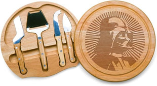 PICNIC TIME Star Wars Darth Vader Circo Cheese Board & Knife Set, Charcuterie Board Gift with 4 Stainless Steel Tools, Wooden Cutting Board for Cheese, Meat & Crackers, Housewarming (Parawood)