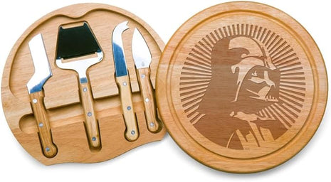 PICNIC TIME Star Wars Darth Vader Circo Cheese Board & Knife Set, Charcuterie Board Gift with 4 Stainless Steel Tools, Wooden Cutting Board for Cheese, Meat & Crackers, Housewarming (Parawood)