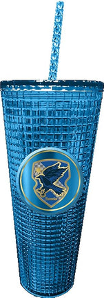 Spoontiques Harry Potter Diamond Tumbler, 20oz - Textured Cup w/Staw, Double Wall Insulated, BPA Free - Ravenclaw