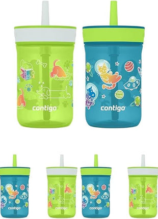 Contigo Kids’ Leighton Straw Tumbler with Spill-Proof Lid, 14 Oz. (Pack of 8)