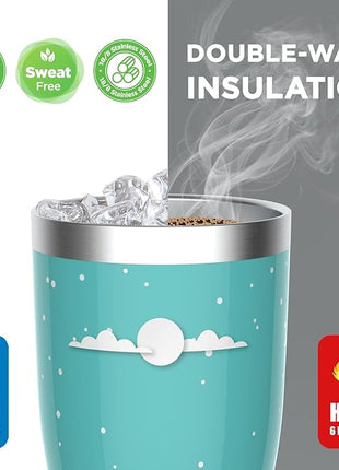 HAUSHOF 20oz Christmas Tumbler, Stainless Steel and Double Wall Insulated Travel Coffee Mug with Lid, Good Choice for Christsmas Gifts-Teal with Christmas Tree