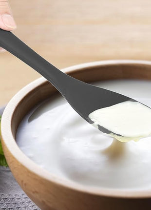 Upgrade Silicone Spatula Spoon Set,VOVOLY Heat Resistant Rubber Spoonula, Seamless Non-Stick Flexible Scrapers for Baking Mixing Tool,3 Pack, Black