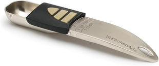 KitchenArt Professional Series Tablespoon, Champagne Satin Measuring Spoon, Adjustable from 1/2 Teaspoon to 1 Tablespoon, White & Black