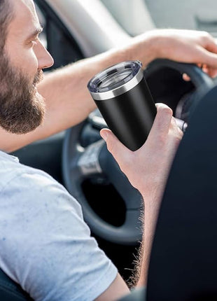20oz Tumbler Bulk Stainless Steel Vacuum Insulated Tumblers with Lid Double Wall Travel Mug Durable Powder Coated Coffee Cup, Suitable for Ice Drinks and Hot Beverage (Black 1pack)