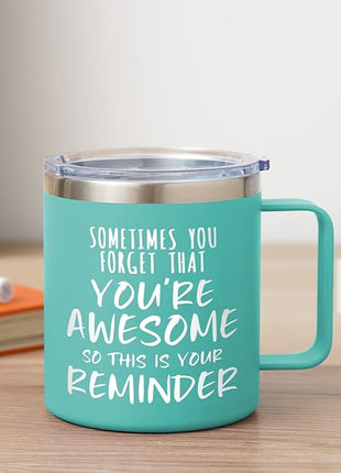 NOWWISH Gifts for Her, Sometimes You Forget You're Awesome Coffee Mug, Inspirational Gifts, Thank You Appreciation Gifts for Coworker, Teacher, Mom, Wife, Sister - Green