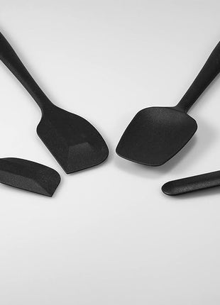 4 Piece Silicone Spatula Set, Flexible Heat Resistant Non-scratch Baking Cooking Rubber Spatulas with Stainless Steel Core, Black