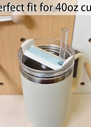 40 OZ Tumbler Lid Replacement Fit for Stanley Cup, 2 Pack Clear Replacement Lids Fit for Stanley Travel Tumbler, Spill Proof Tumbler Covers for Stanley Cup Accessories (Clear - Blue)