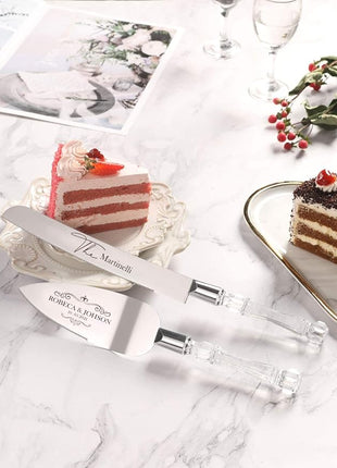 AW BRIDAL Personalized Cake Cutting Set for Wedding, Silver Wedding Cake Knife Dessert Cutter Gift for Wedding, Bridal Party Showers//DK2201CPP24//