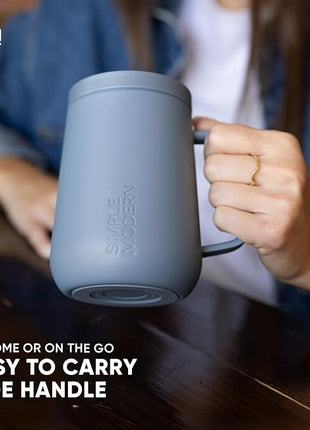 Simple Modern Voyager Signature Mug | Travel Coffee Tumbler with 360° Lid and Handle | Ceramic-Lined Insulated Stainless Steel Iced Cold Brew Cup | 12oz, Sea Glass Sage