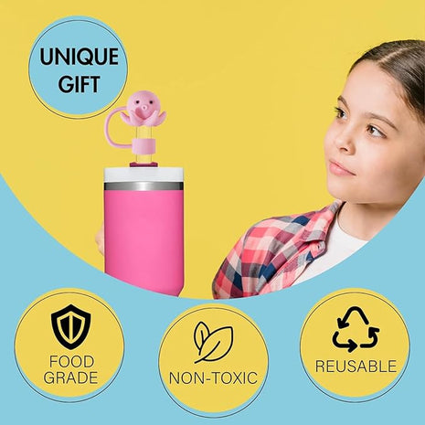 6P Straw Cover for Stanley Cup, Silicone Straw Topper for Stanley Cup 30&40oz with Tumblers, 10mm 0.4in Lid Accessories (Reusable)