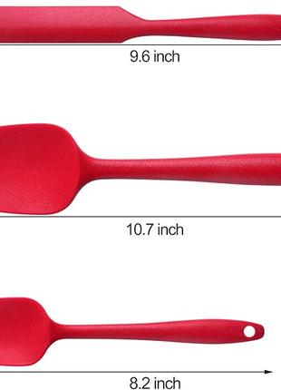 MaxDare Silicone Spatulas and Spoon Set, One-Piece Design Heat Resistant Dishwasher Safe Kitchen Utensil for Baking Cooking Stirring, Non Stick BPA-Free Food Grade Rubber, Set of 6, Red