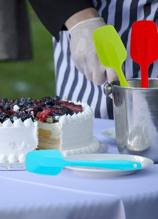 Food Grade Silicone Spatula Set Heat Resistant Small Rubber Spatulas,4 piece Silicone Spoonula Spatula Non-stick Baking Curved Spatulas Multicolor(21.7cm/8.56inch)