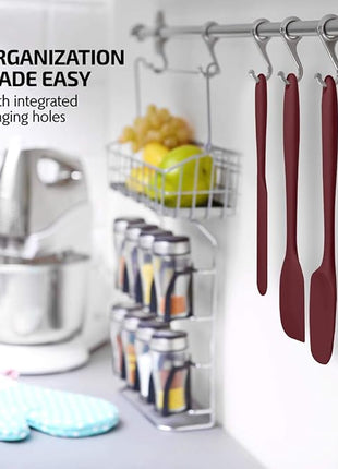 OVENTE Silicone Spatula Set of 5, Food Grade Rubber Spatula with High Heat Resistant, BPA-Free and Dishwasher Safe, Nonstick Kitchen Utensils for Baking, Cooking and Mixing, Red SP12305R