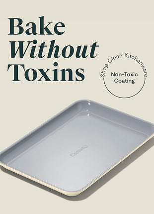 Caraway Nonstick Ceramic Small Baking Sheet (9x13”) – Non-Toxic, PTFE & PFOA Free – Oven Safe – Aluminized Steel Core – Mini Sheet Pan for Baking, Roasting & More - Cream