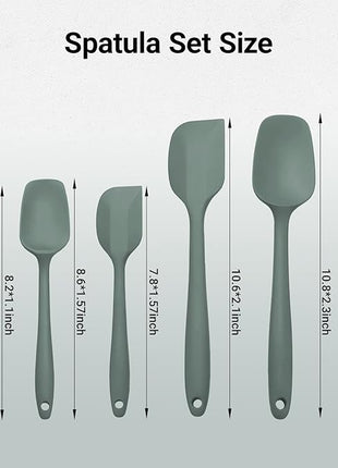 Silicone Spatula Set of 6, Rubber Spatulas Silicone Food Grade, Kitchen Utensils Set Heat Resistant Nonstick Easy to Clean Dishwasher Safe for Baking,Cooking,Mixing (Green)