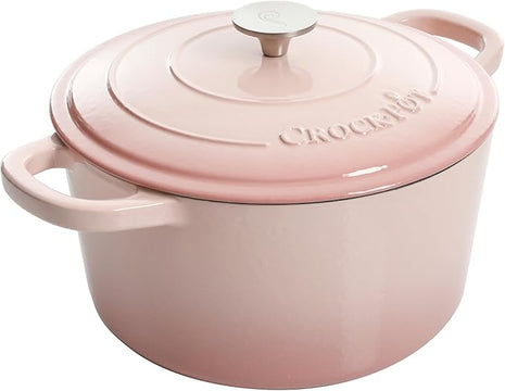 Crock-Pot Artisan Round Enameled Cast Iron Dutch Oven, 7-Quart, Blush Pink